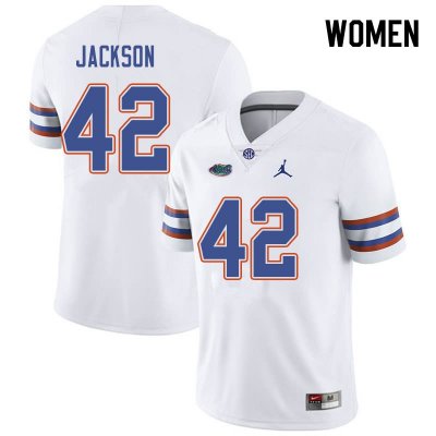 Women's Florida Gators #42 Jaylin Jackson NCAA Jordan Brand White Authentic Stitched College Football Jersey FXY8062LP